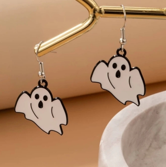 Ghost Dangle Drop Earrings Halloween Earrings Spooky Season Approved - Picture 3 of 5